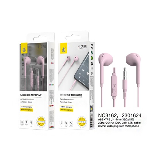 ONEPLUS EARPHONES NC3162 RS WITH MICROPHONE AND MULTIFUNCTIONAL BUTTON 1.2M PINK